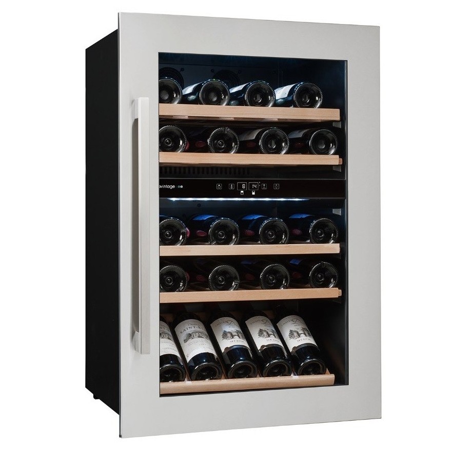 Vinoteca acero Inox 52 botellas encastrable en columna doble zona temperatura Avintage  AVI47XDZA