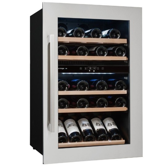 Vinoteca acero Inox 52 botellas encastrable en columna doble zona temperatura Avintage  AVI47XDZA