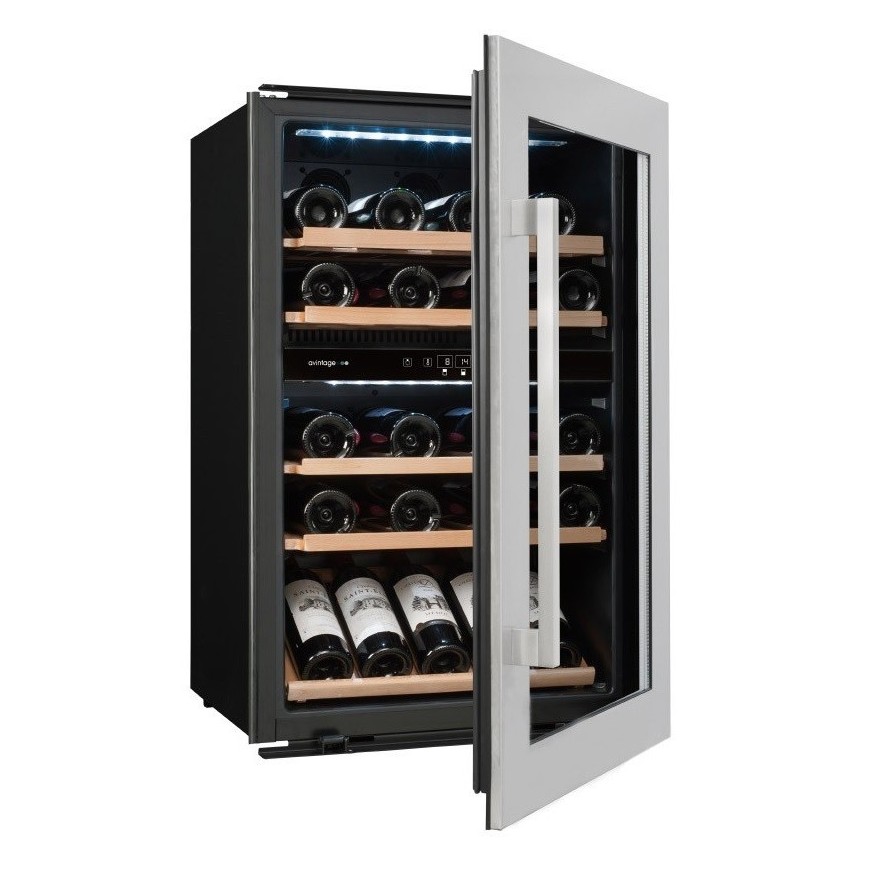 Vinoteca Avintage AVI47XDZ – 52 Botellas, Encastrable, Doble Zona, Acero Inox