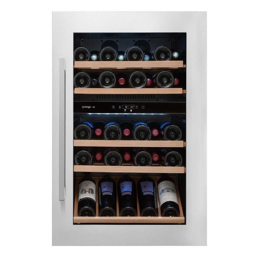 Vinoteca Avintage AVI47XDZ – 52 Botellas, Encastrable, Doble Zona, Acero Inox