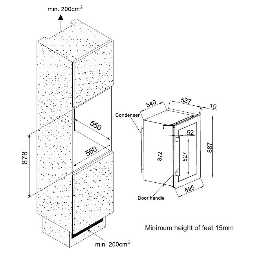 Vinoteca Avintage AVI47XDZ – 52 Botellas, Encastrable, Doble Zona, Acero Inox
