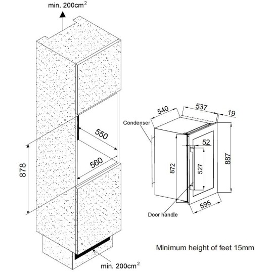 Vinoteca Avintage AVI47XDZ – 52 Botellas, Encastrable, Doble Zona, Acero Inox