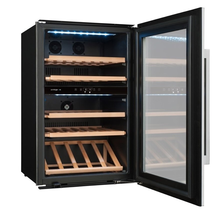 Vinoteca Avintage AVI47XDZ – 52 Botellas, Encastrable, Doble Zona, Acero Inox