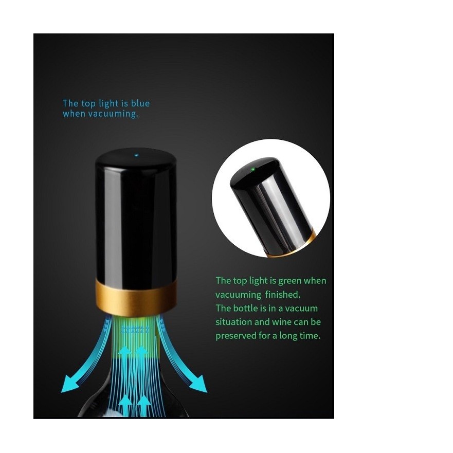 Tapón de Vacío Automático para Vino | Conservación hasta 7 Días | LED Indicador