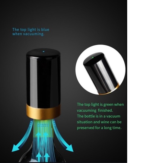 Tapón de Vacío Automático para Vino | Conservación hasta 7 Días | LED Indicador