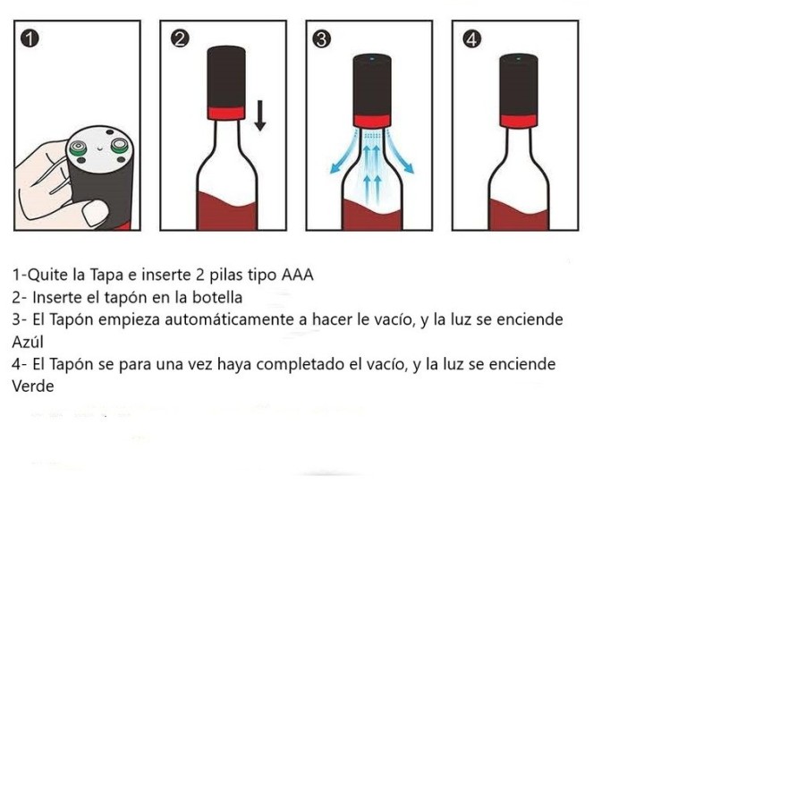 Tapón de Vacío Automático para Vino | Conservación hasta 7 Días | LED Indicador