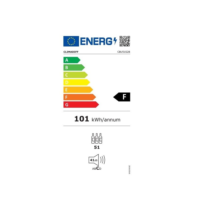 Vinoteca encastrable bajo encimera 51 botellas Climadiff CBU51S2B