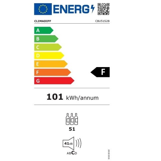 Vinoteca encastrable bajo encimera 51 botellas Climadiff CBU51S2B