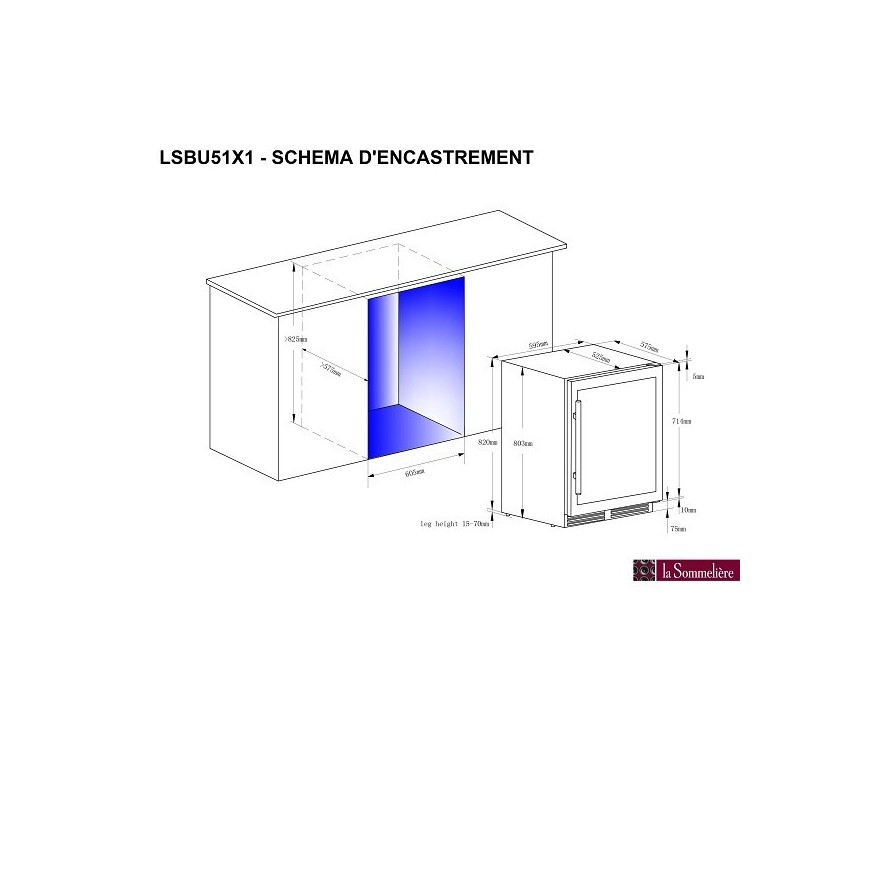 Vinoteca encastrable bajo encimera 51 botellas LSBU51DB2  doble zona temperatura