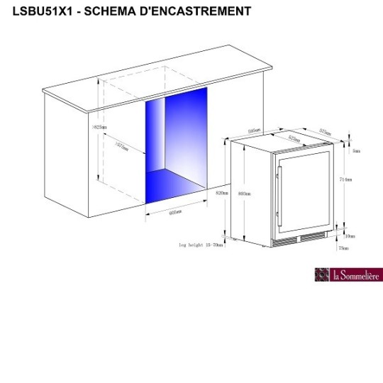Vinoteca encastrable bajo encimera 51 botellas LSBU51DB2  doble zona temperatura