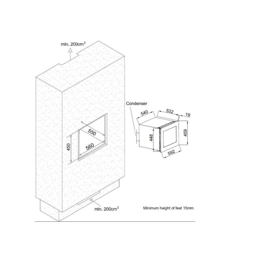 Vinoteca Integrable en Columna 24 Botellas CAVCI24 - Acero Inoxidable y Control Digital