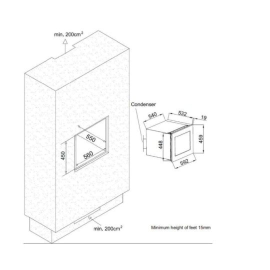 Vinoteca Integrable en Columna 24 Botellas CAVCI24 - Acero Inoxidable y Control Digital