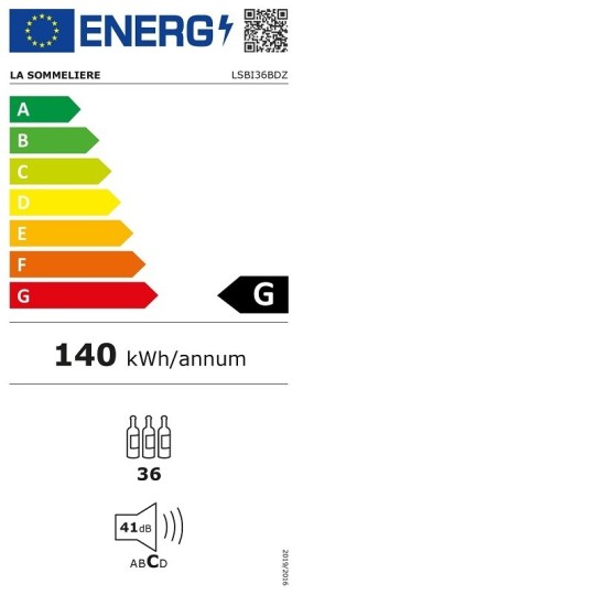 Vinoteca Encastrable La Sommeliere LSBI36BDZ – 36 Botellas, Doble Zona de Temperatura