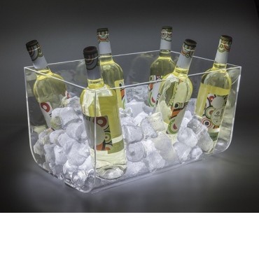 Cubitera Acrílica Station con Base LED - Capacidad 8-10 Botellas