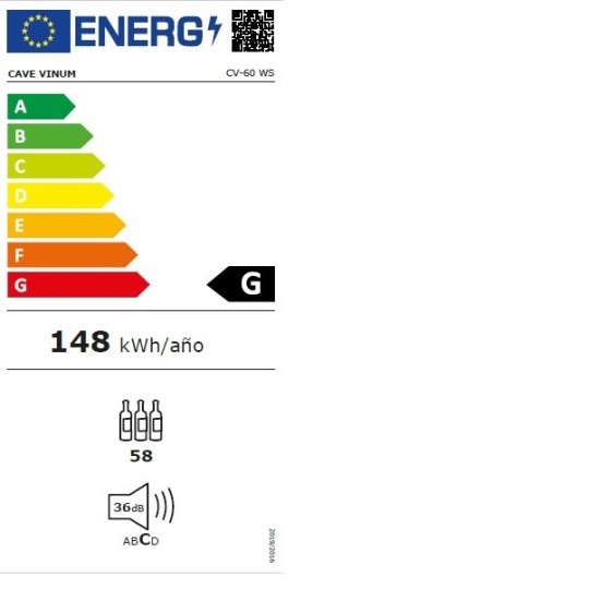 Vinoteca Negra Cave Vinum 60 Botellas CV-60 WS - Compresor y Baldas de Madera