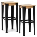 Pack 2 Taburetes Negros en madera maciza de pino acabado vintage estilo industrial