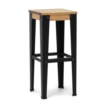 Pack 2 Taburetes Negros en madera maciza de pino acabado vintage estilo industrial 2