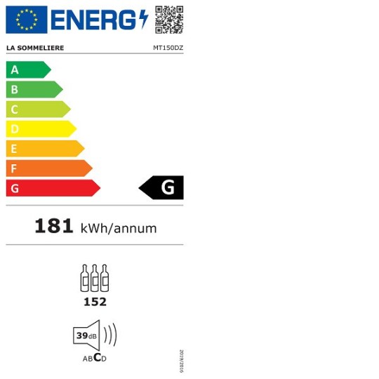 Vinoteca La Sommelière MT150DZ – 152 Botellas, Doble Zona, Encastrable o Libre Instalación