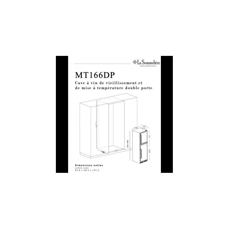Vinoteca La Sommelière MT166DP – 172 Botellas - doble puerta