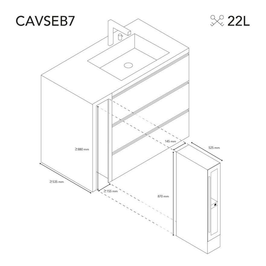 Vinoteca Integrable Les Petits Champs 7 Botellas CAVSEB7 - Compacta y Elegante