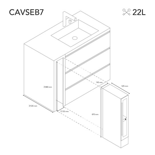 Vinoteca Integrable Les Petits Champs 7 Botellas CAVSEB7 - Compacta y Elegante