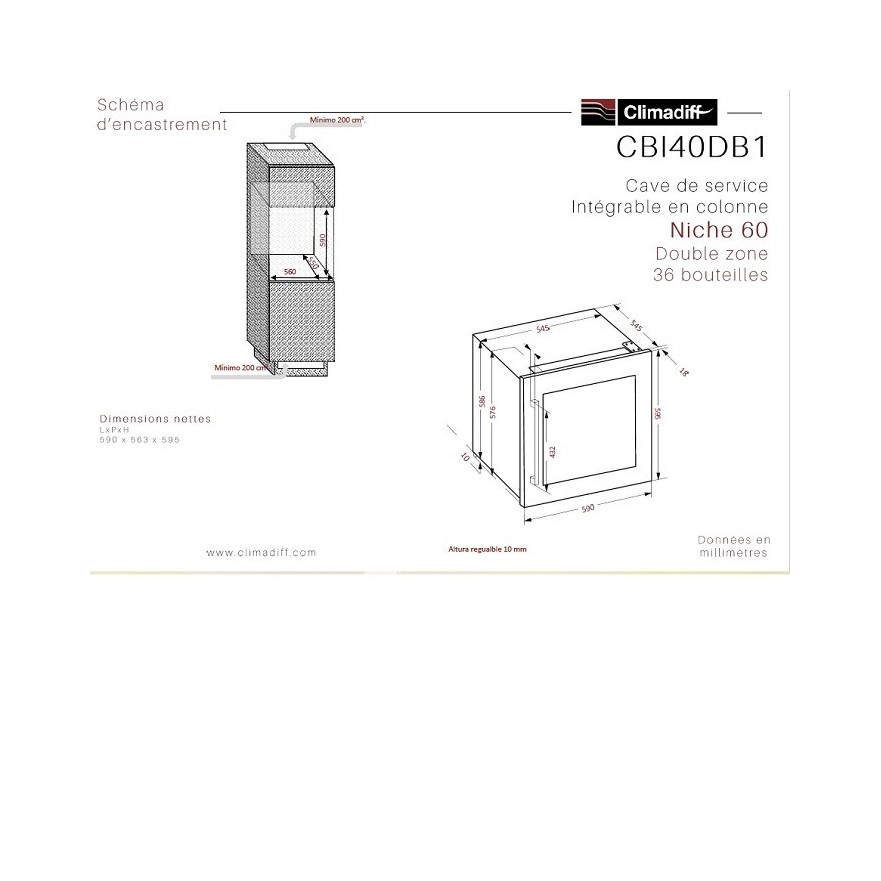 Vinoteca Encastrable en Columna 36 Botellas - Doble Zona de Temperatura
