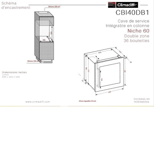 Vinoteca Encastrable en Columna 36 Botellas - Doble Zona de Temperatura