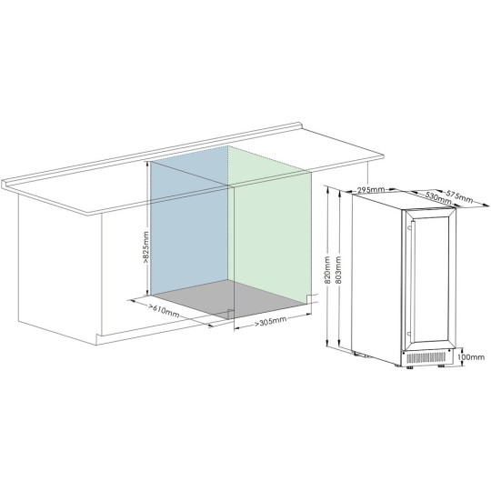 Vinoteca Integrable CAVCEDB17 – 17 Botellas, 2 Zonas, Compresor Silencioso, No-Frost