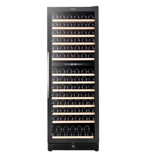 Vinoteca para 160 botellas con múltiples baldas de madera 2 zonas de temperatura CVG 160CF 2T