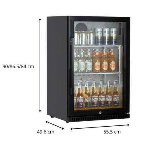 Expositor de Bebidas CF-100-B – 118L, Negro, con Puerta de Vidrio y Cerradura