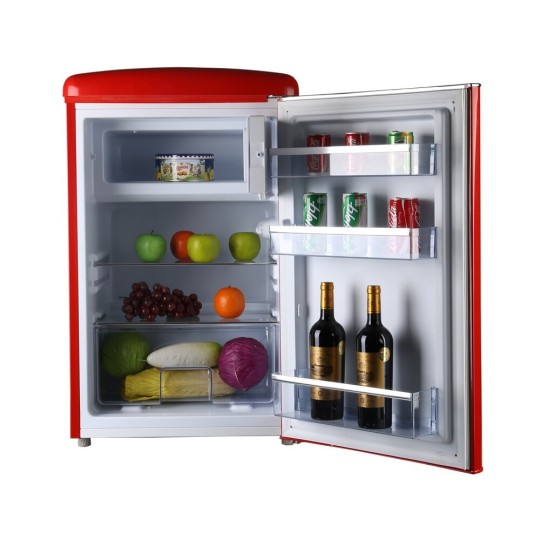 Mini Frigorífico Vintage R4TT108RRE – 108L, Rojo, Bajo Consumo y Silencioso