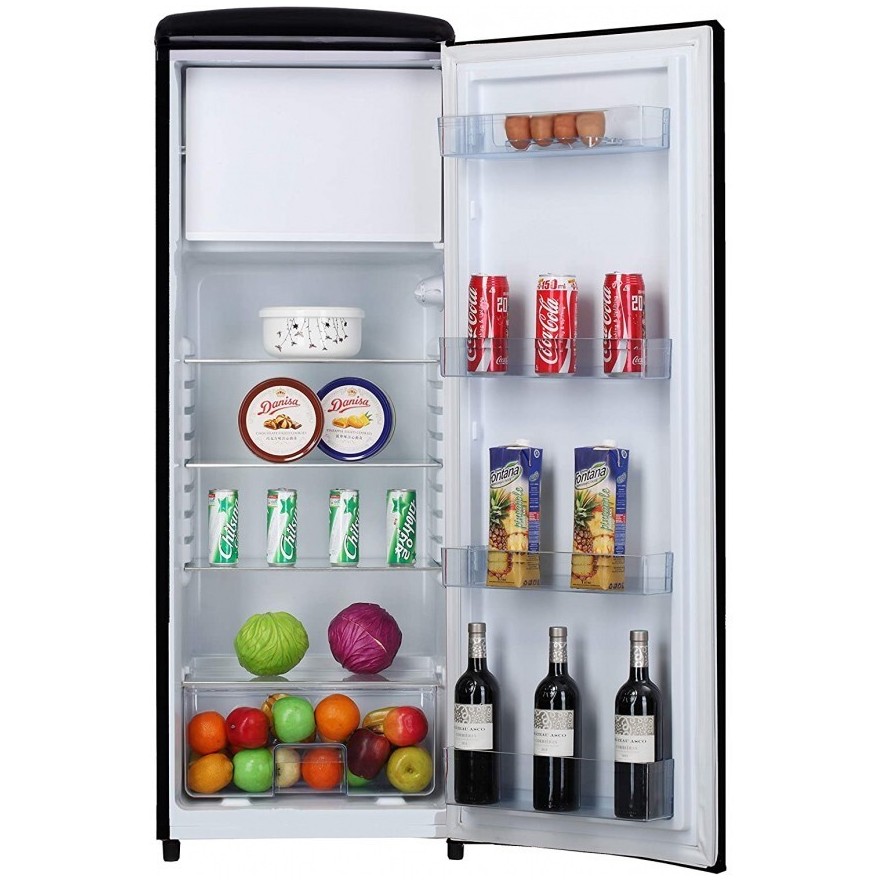Frigorífico una puerta Negro estilo vintage RF218RNA++ 214L