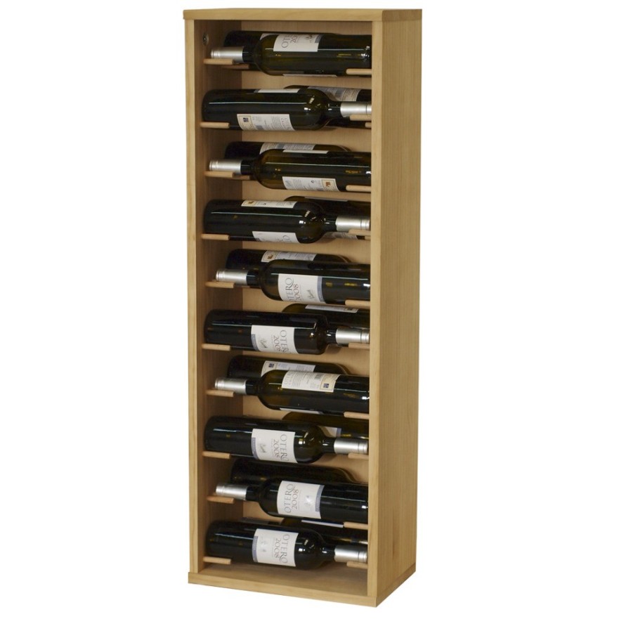 Botellero de Pared EX9222 | 20 Botellas, Roble Claro, Modular, Madera y Aluminio
