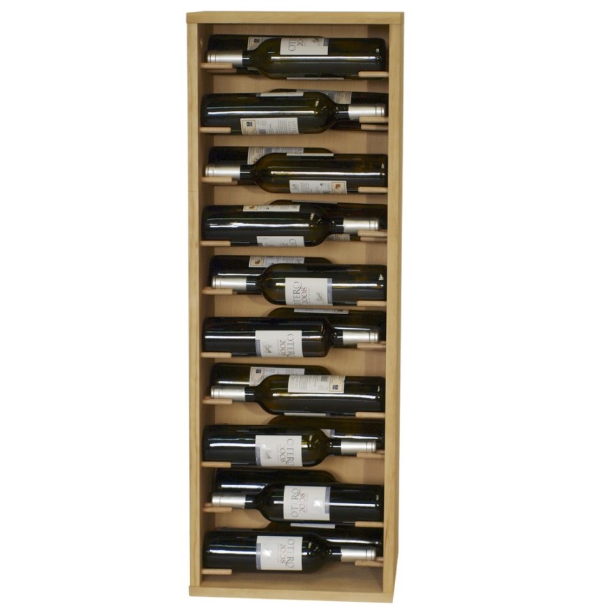 Botellero de Pared EX9222 | 20 Botellas, Roble Claro, Modular, Madera y Aluminio