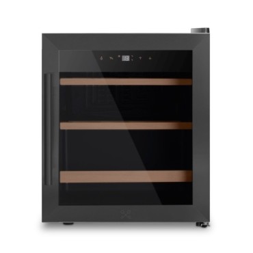 Vinoteca negra pequeña compresor baldas de madera 15 botellas CAVCB15