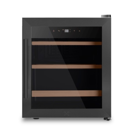 Vinoteca negra pequeña compresor baldas de madera 15 botellas CAVCB15