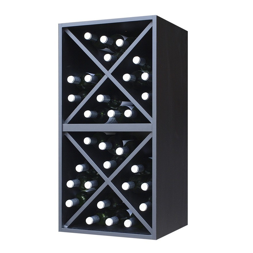 Botellero Merlot 621616 para 32 Botellas | Modular Horizontal Negro Soft