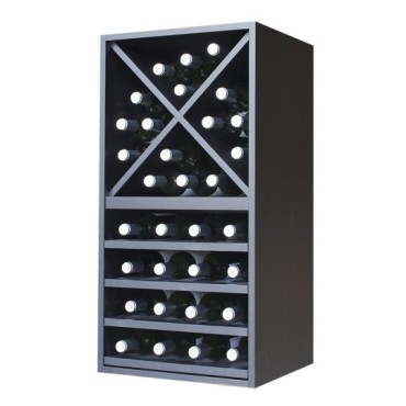 Botellero Serie Merlot 624016 – 32 Botellas, Modular Horizontal, Acabado Negro Soft, 42x84x39 cm