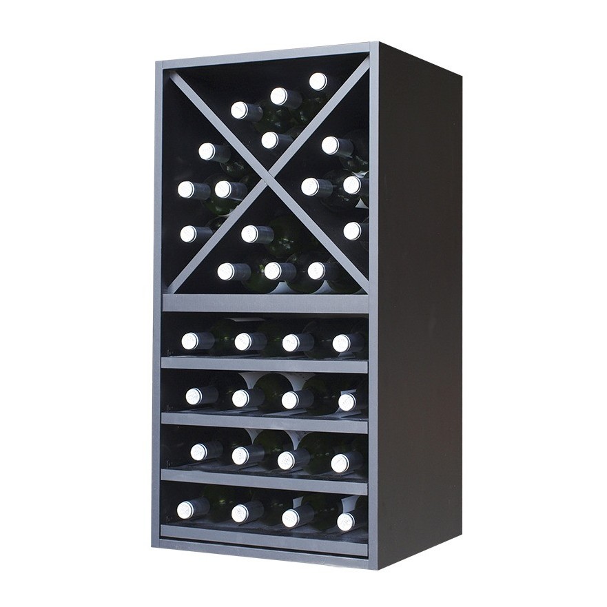 Botellero Merlot 624016 para 32 Botellas | Modular Horizontal Negro Soft