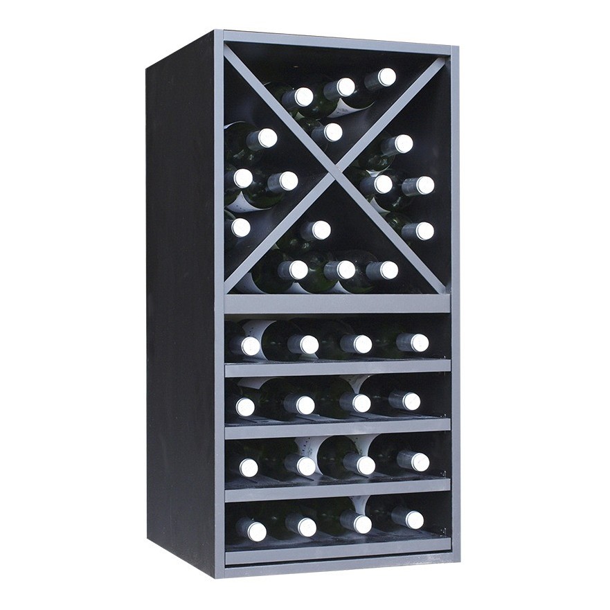 Botellero Merlot 624016 para 32 Botellas | Modular Horizontal Negro Soft