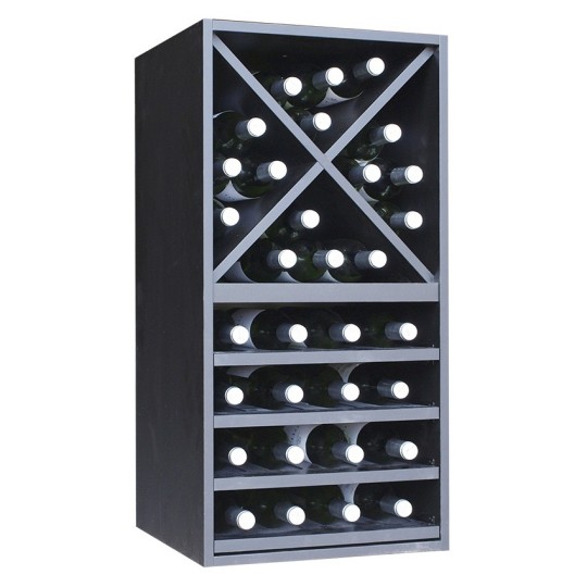 Botellero Merlot 624016 para 32 Botellas | Modular Horizontal Negro Soft