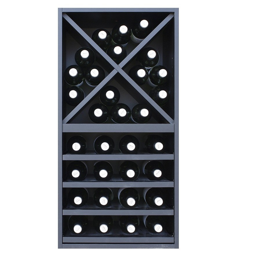 Botellero Merlot 624016 para 32 Botellas | Modular Horizontal Negro Soft