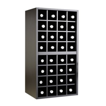 Botellero Serie Merlot 626060 – 32 Botellas, Modular Horizontal, Acabado Negro Soft, 42x84x39 cm