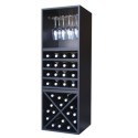 Botellero Merlot 631642 para 32 Botellas y 12 Copas | Modular Vertical Negro Soft