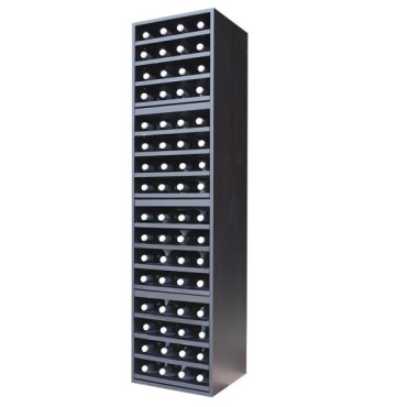 Botellero Serie Merlot 644040 – 64 Botellas, Modular Vertical, Acabado Negro Soft, 42x168x39 cm
