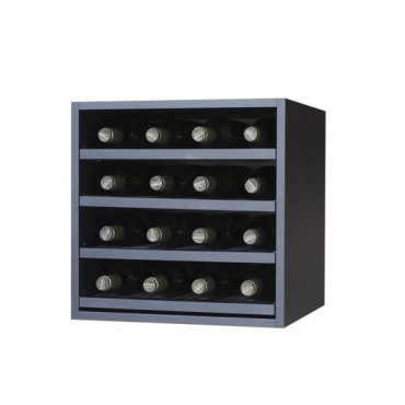 Botellero Serie Merlot 610040 – 16 Botellas, Modular Compacto, Acabado Negro Soft, 42x42x39 cm