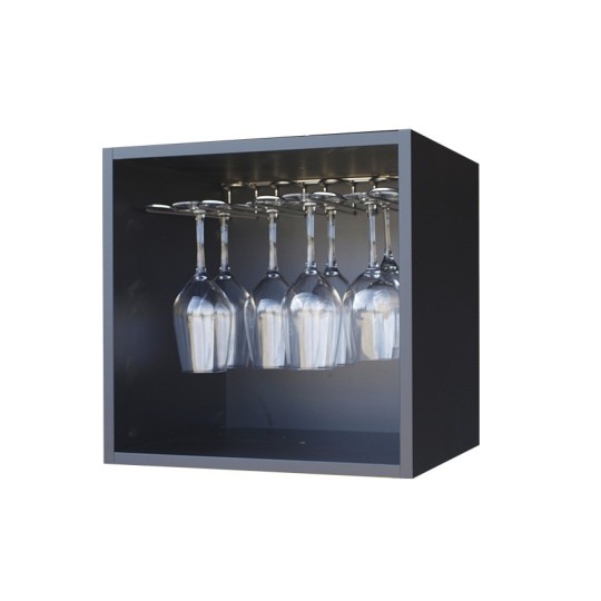Botellero Serie Merlot 610021 – Módulo para 12 Copas, Acabado Negro Soft, 42x42x39 cm