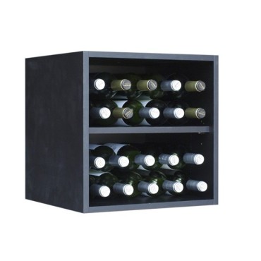 Botellero Serie Merlot 610012 – 16 Botellas, Modular Compacto, Acabado Negro Soft, 42x42x39 cm