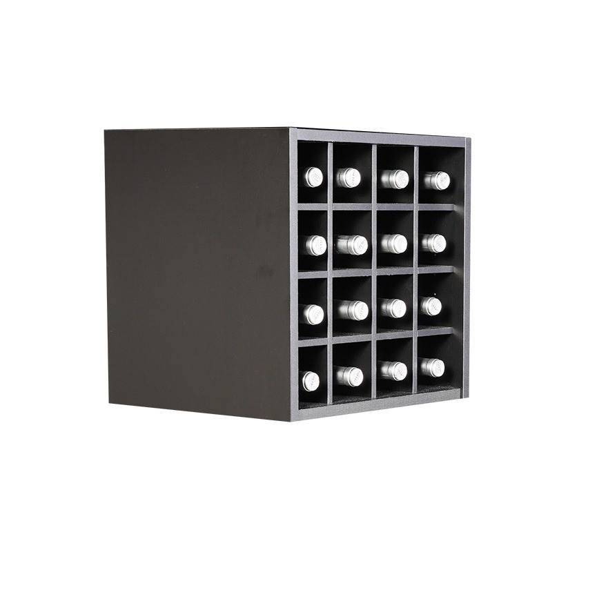 Botellero Serie Merlot 610060 – 16 Botellas, Modular Compacto, Acabado Negro Soft, 42x42x39 cm