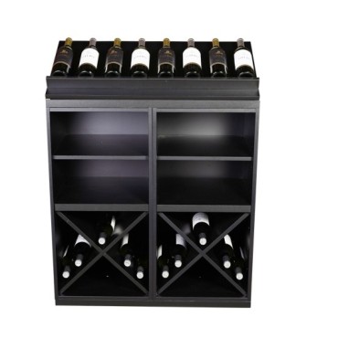 Botellero Serie Merlot Composición 652022 – Modular, Acabado Negro Soft, 84x112x39 cm